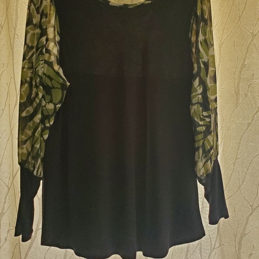 Liverpool Black Asymmetrical Long Sleeve Blouse